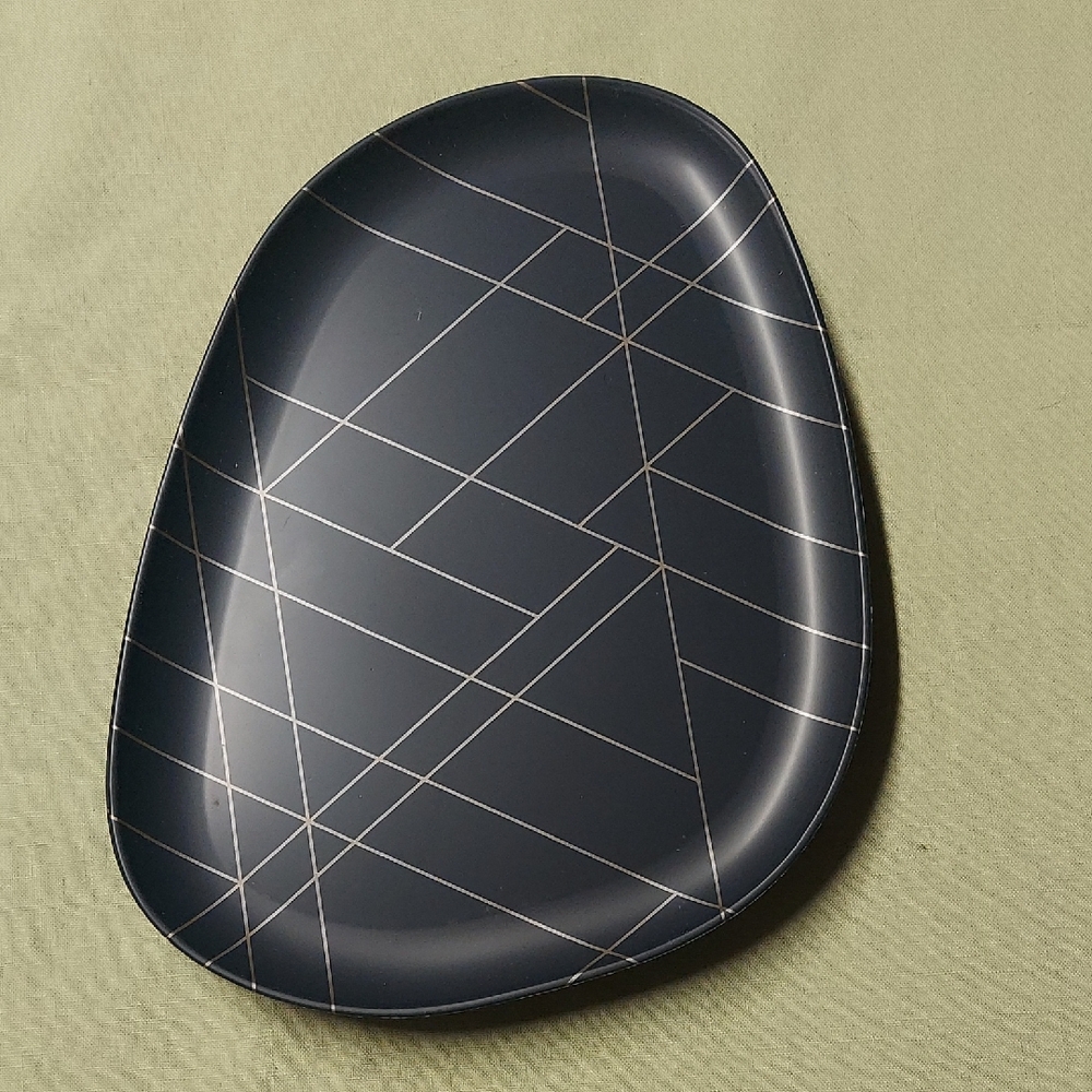 Geometric Black Serving Plate Set Of 6.  Plastic